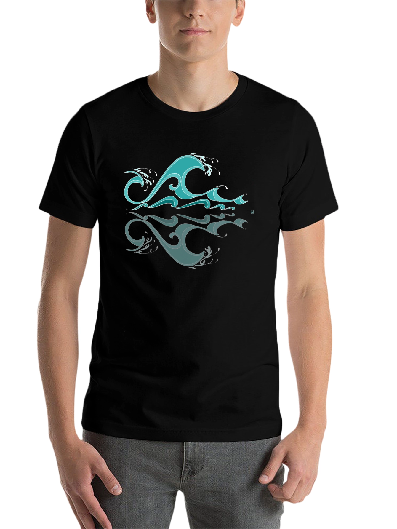 Ocean Wave Graphic Black T-Shirt