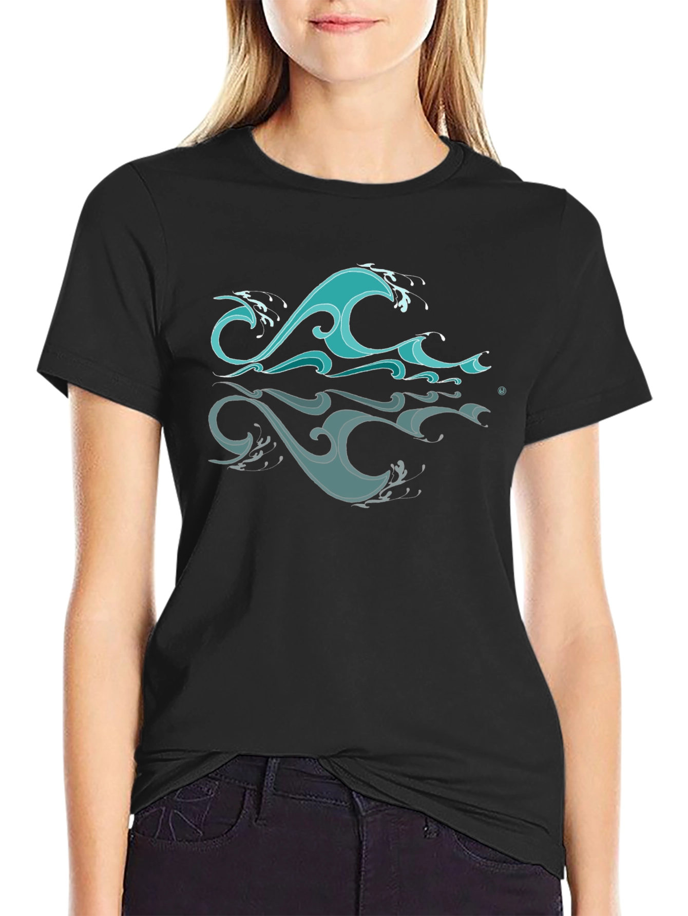 Ocean Wave Graphic Black T-Shirt