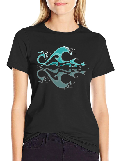Ocean Wave Graphic Black T-Shirt