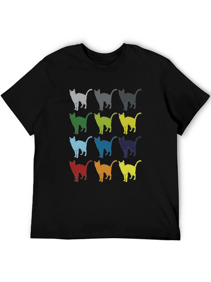 Retro Cat Pattern Graphic T-Shirt