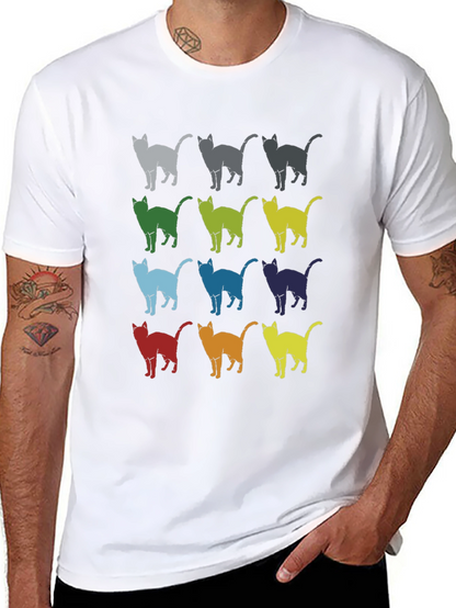Retro Cat Pattern Graphic T-Shirt