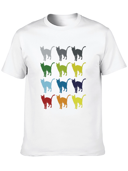 Retro Cat Pattern Graphic T-Shirt