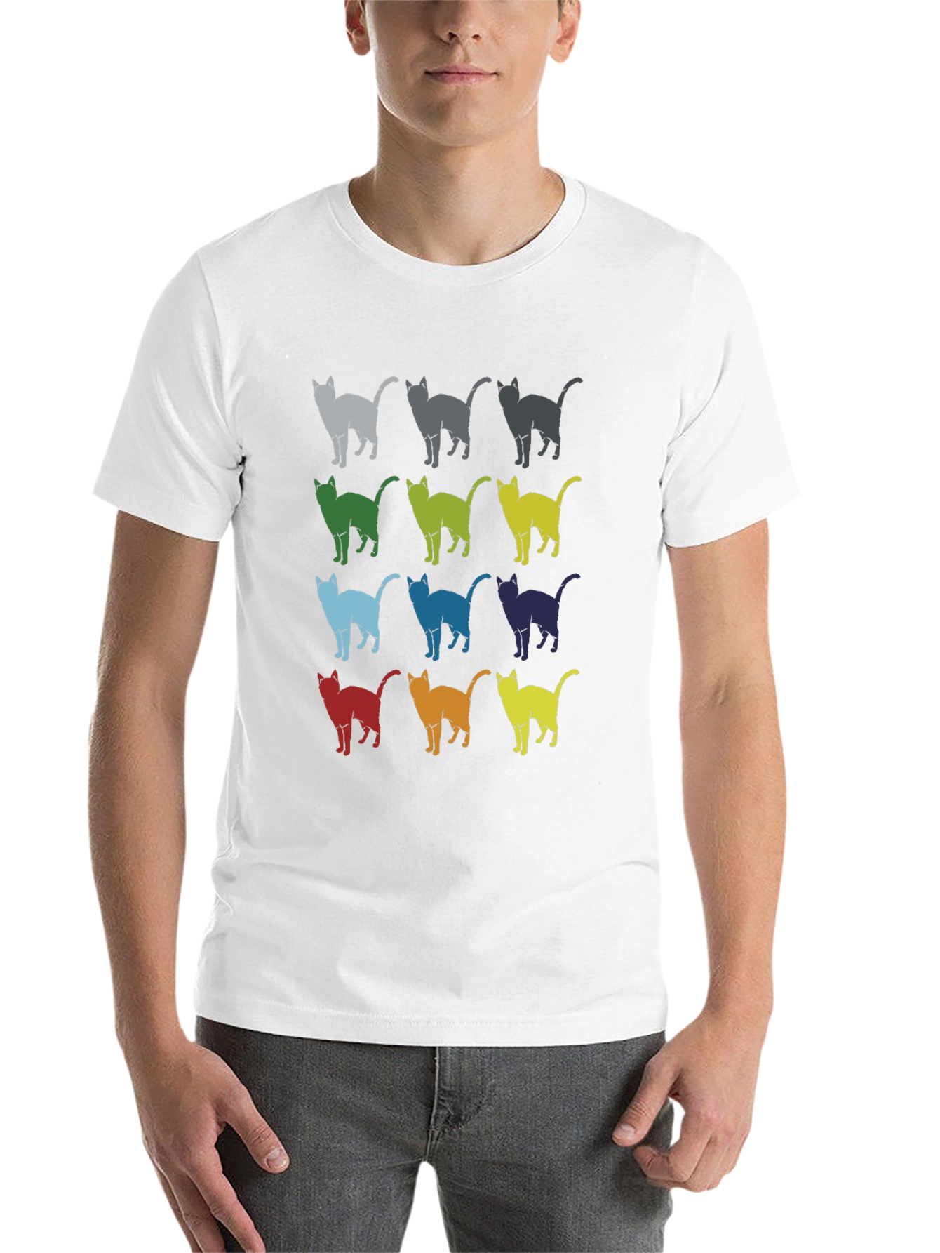 Retro Cat Pattern Graphic T-Shirt
