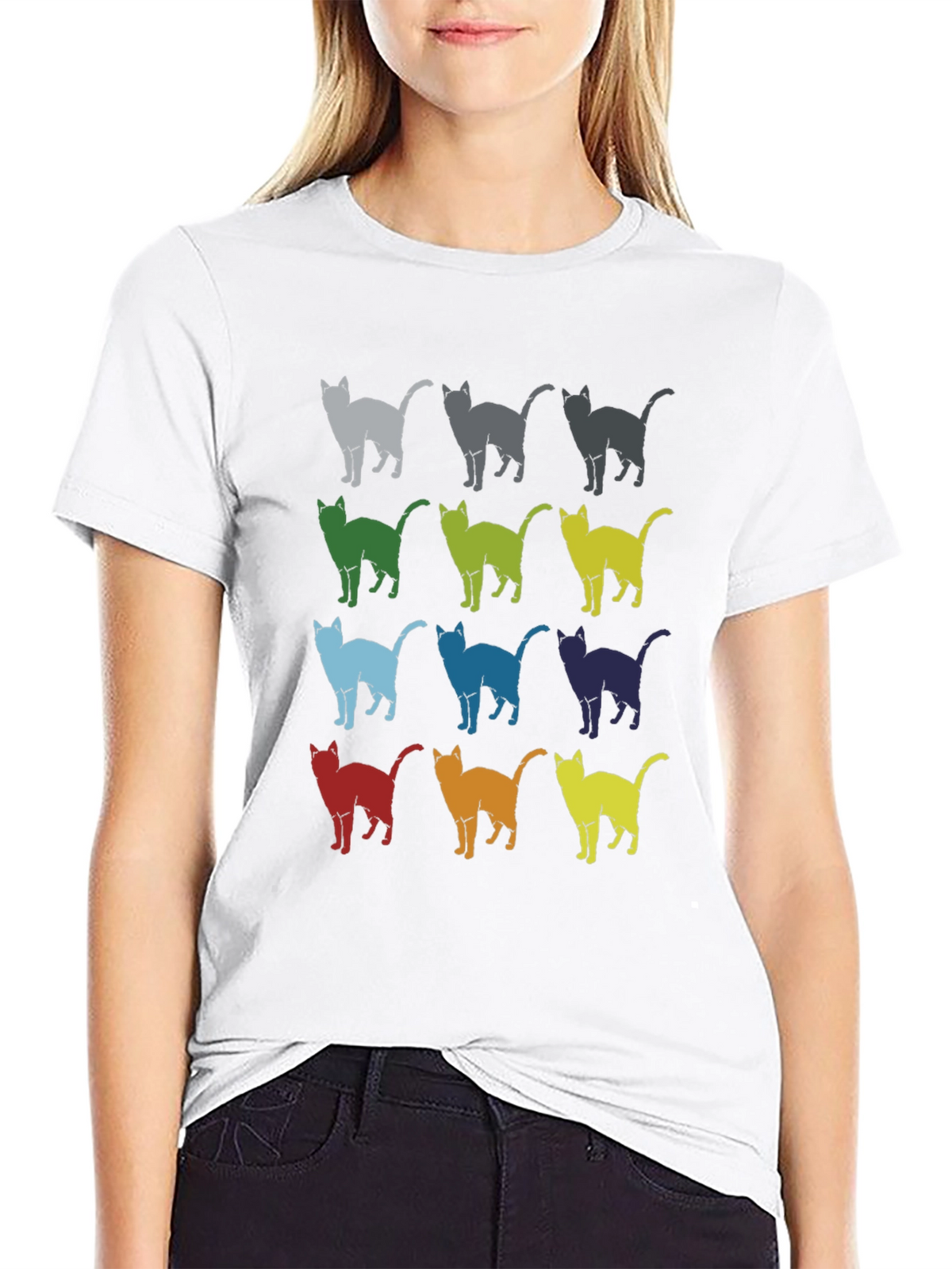 Retro Cat Pattern Graphic T-Shirt