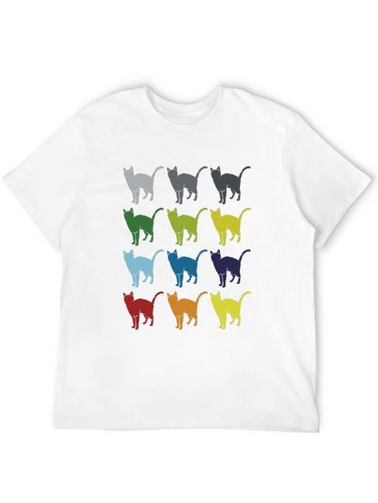 Retro Cat Pattern Graphic T-Shirt