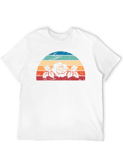 Retro Rose Sunset Graphic Tee - Black