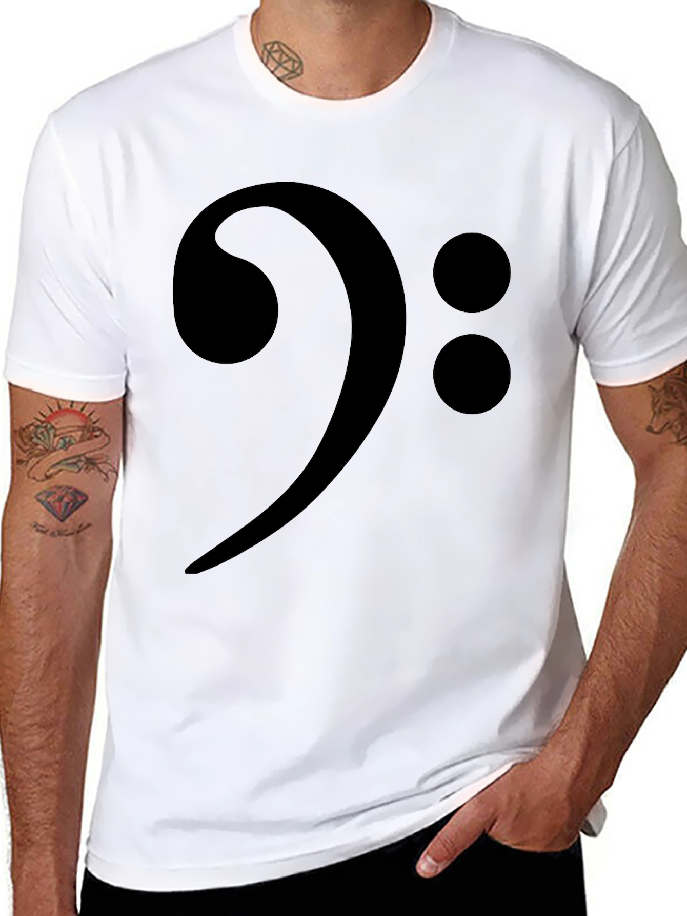 Bass Clef Black T-Shirt - Music Lover Tee
