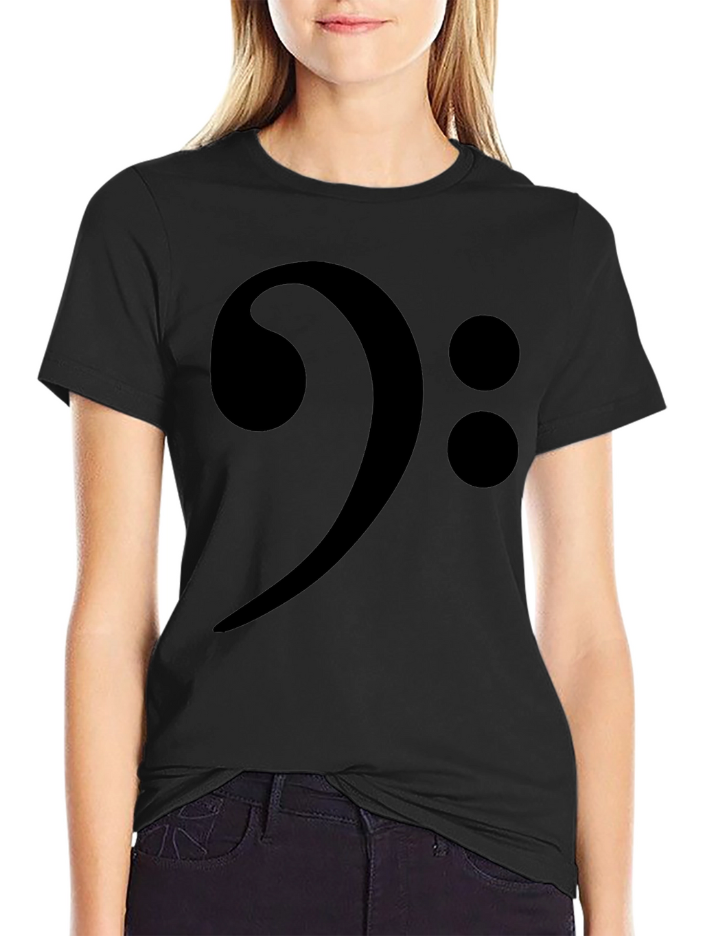 Bass Clef Black T-Shirt - Music Lover Tee