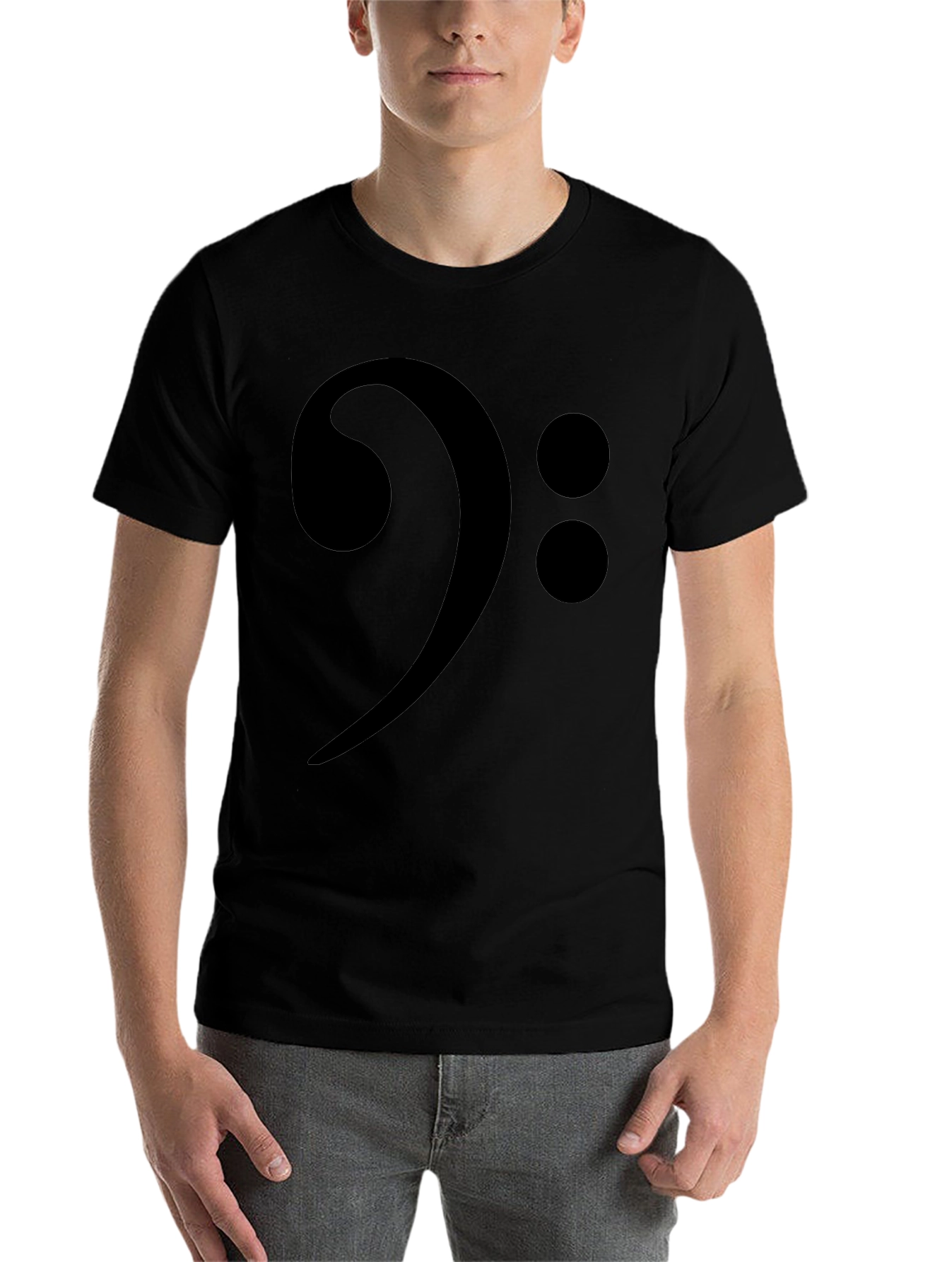Bass Clef Black T-Shirt - Music Lover Tee