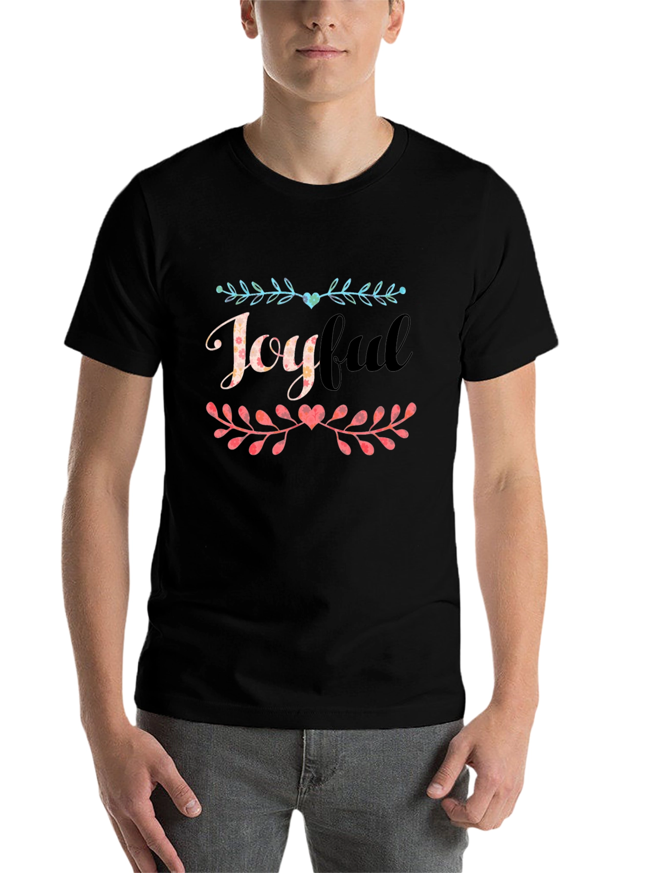 Joyful Floral Graphic Print T-Shirt - Stylish Casual Tee