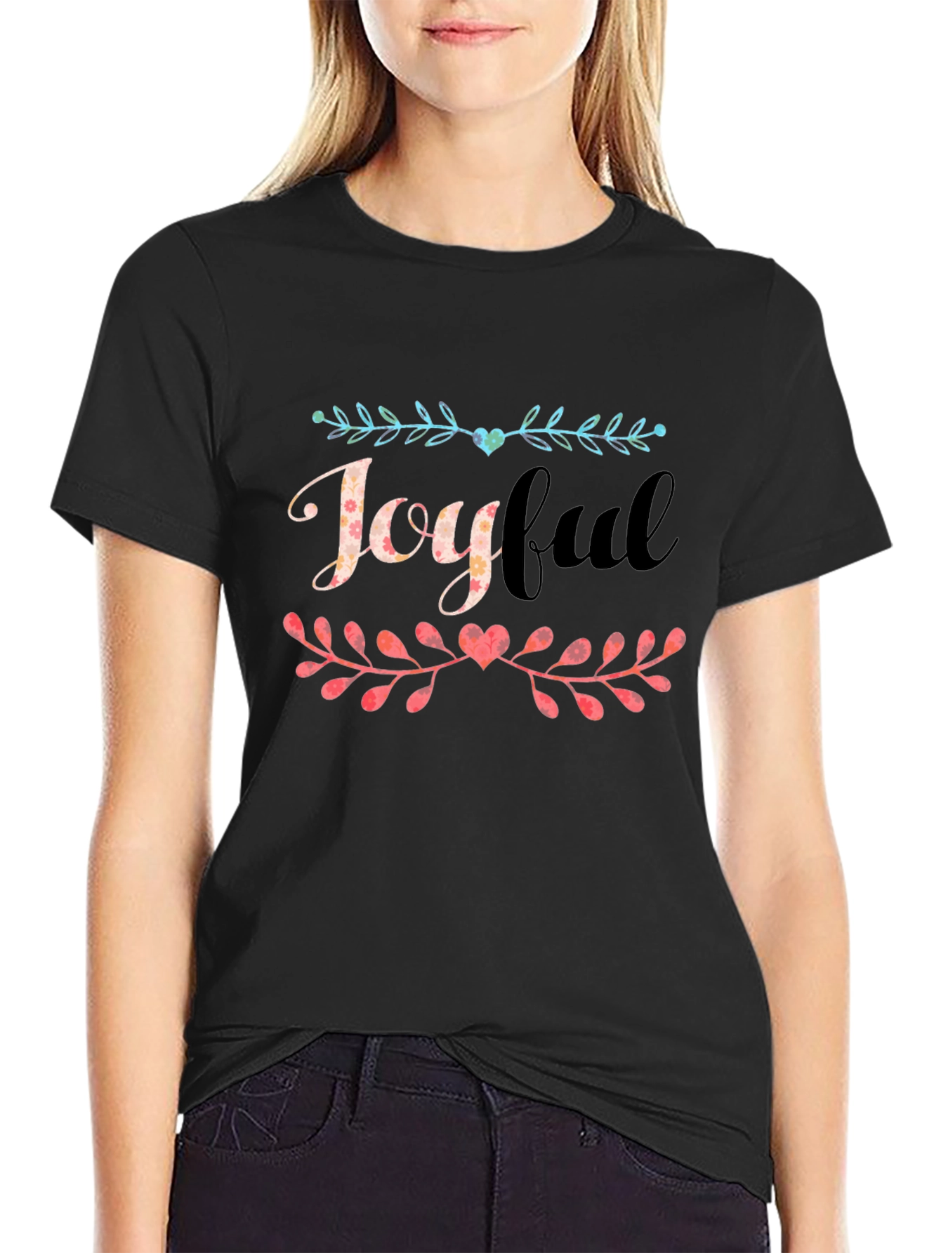 Joyful Floral Graphic Print T-Shirt - Stylish Casual Tee