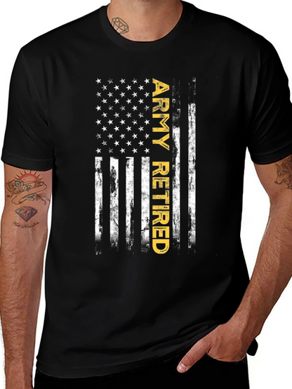 Army Retired American Flag Graphic T-Shirt