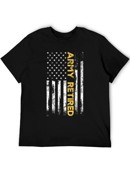 Army Retired American Flag Graphic T-Shirt