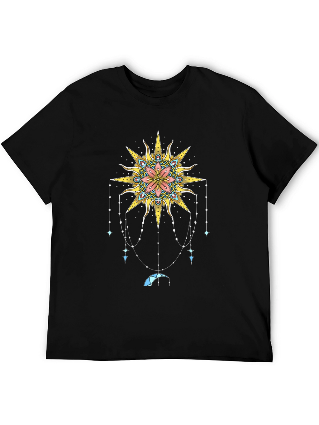 Celestial Sun Mandala Graphic Tee - Black