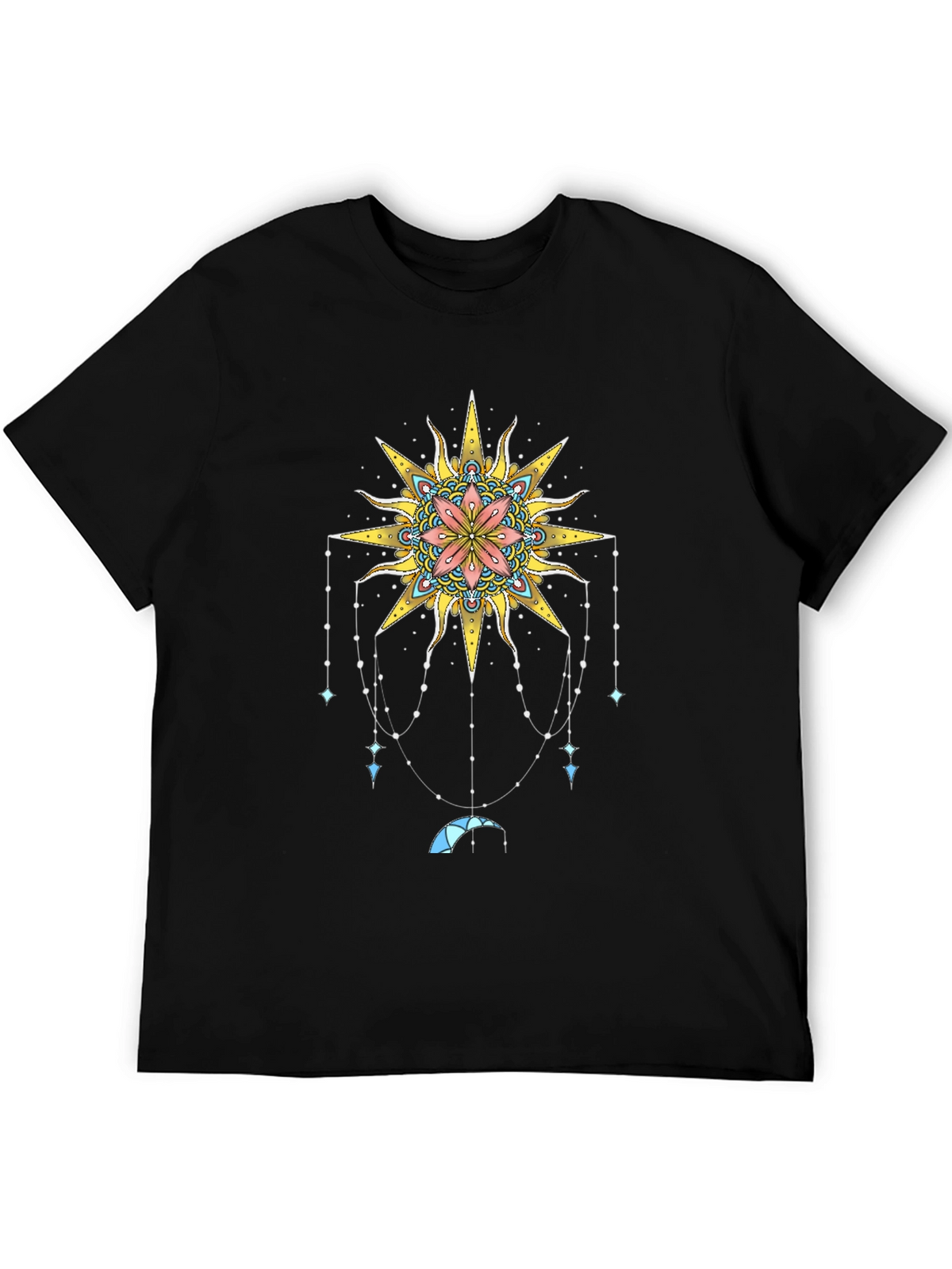 Celestial Sun Mandala Graphic Tee - Black