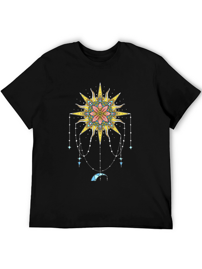 Celestial Sun Mandala Graphic Tee - Black
