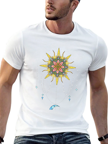 Celestial Sun Mandala Graphic Tee - Black