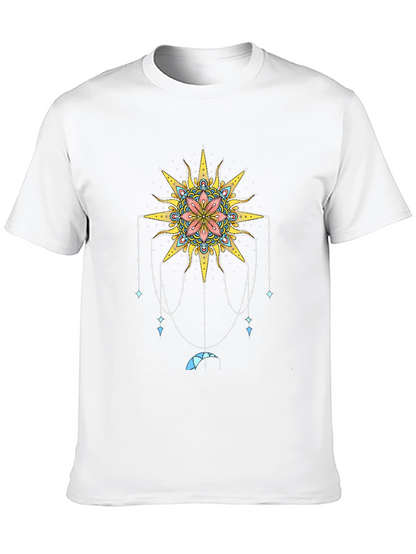 Celestial Sun Mandala Graphic Tee - Black