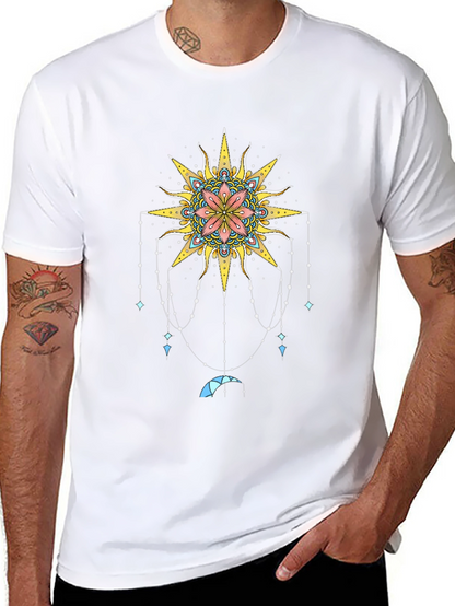 Celestial Sun Mandala Graphic Tee - Black