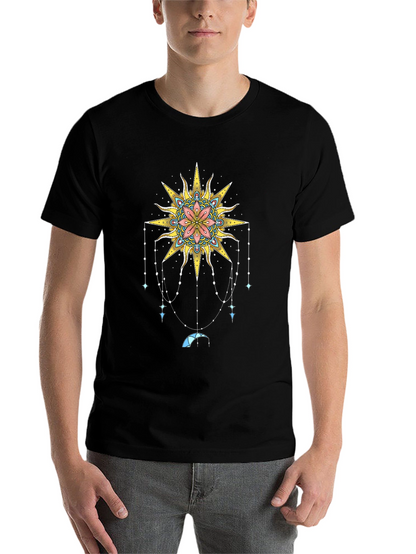 Celestial Sun Mandala Graphic Tee - Black