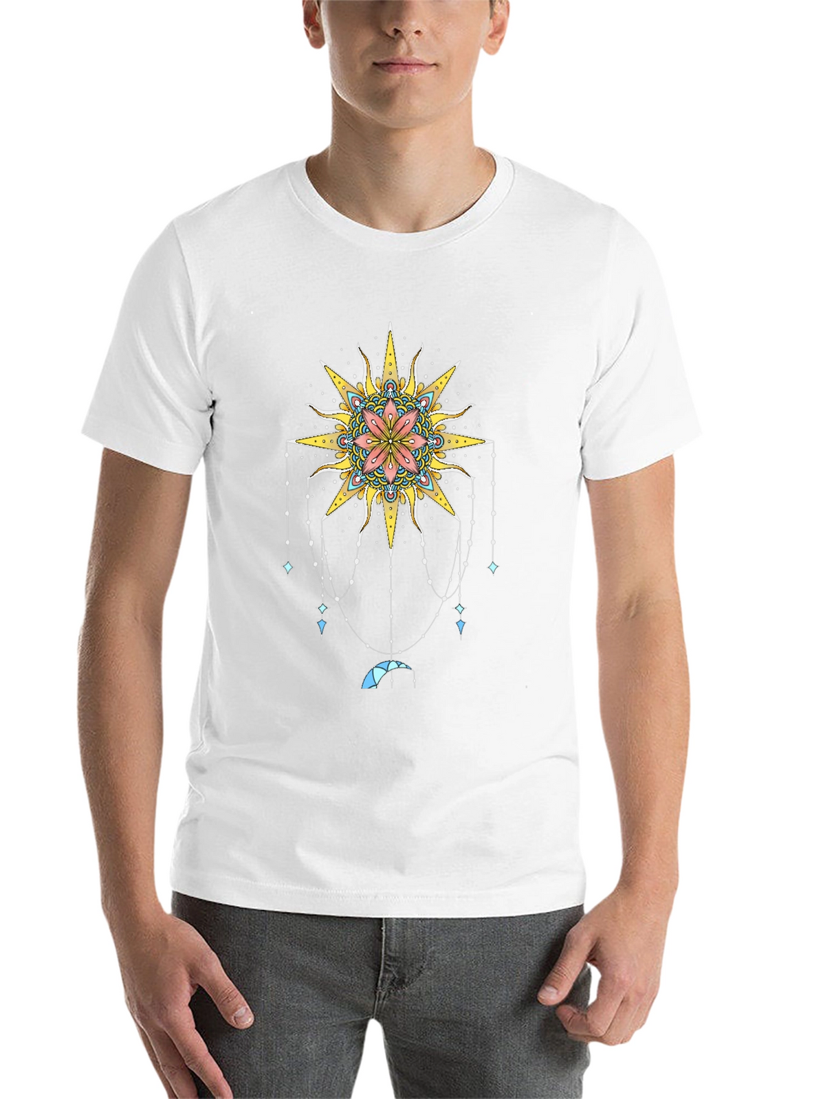 Celestial Sun Mandala Graphic Tee - Black