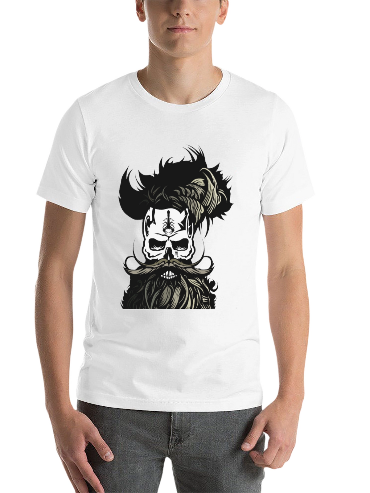 Skull with Beard Graphic T-Shirt - Unique Design