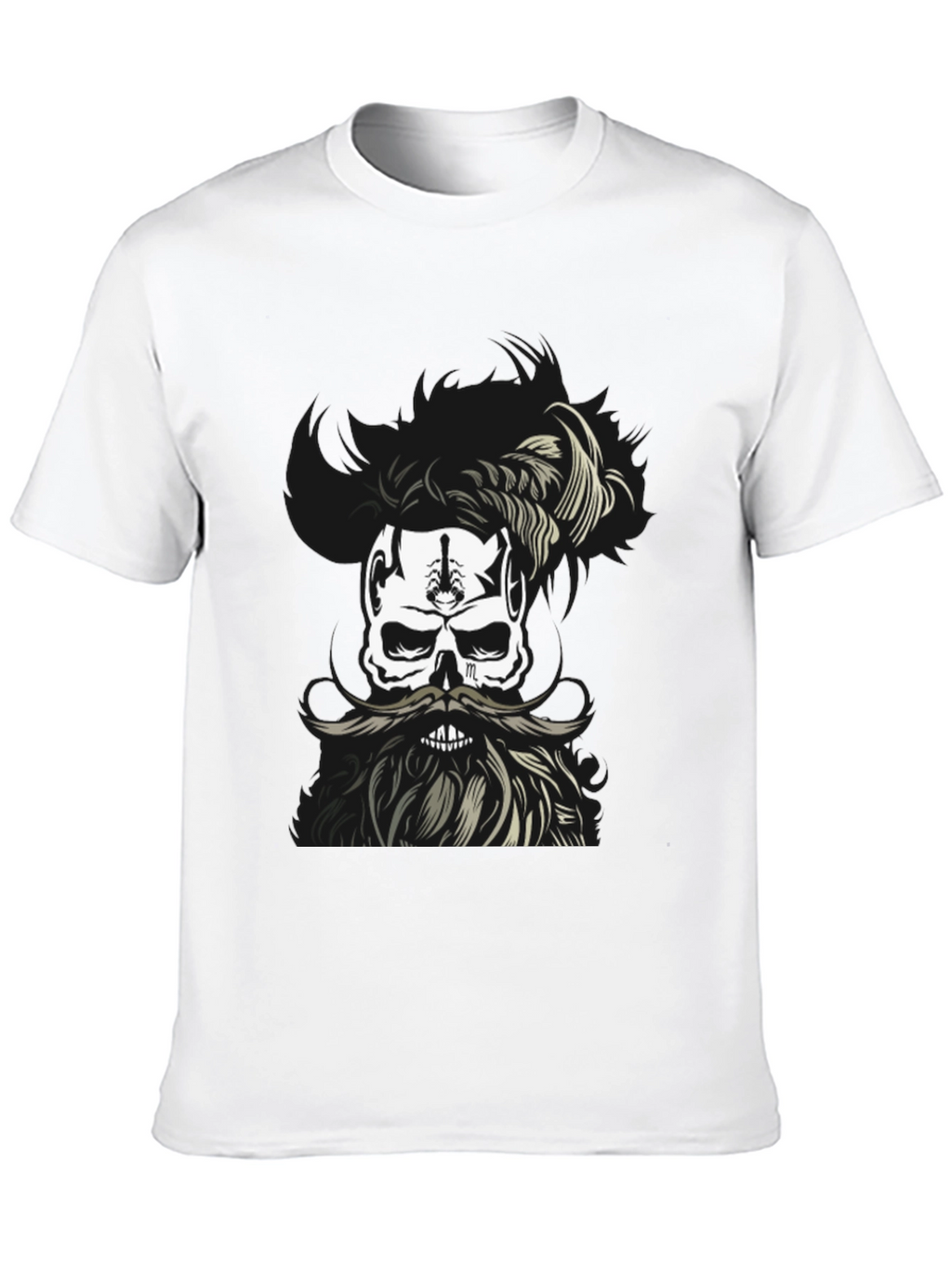 Skull with Beard Graphic T-Shirt - Unique Design