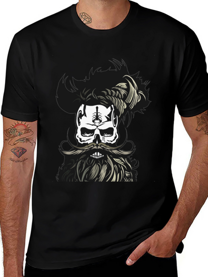 Skull with Beard Graphic T-Shirt - Unique Design