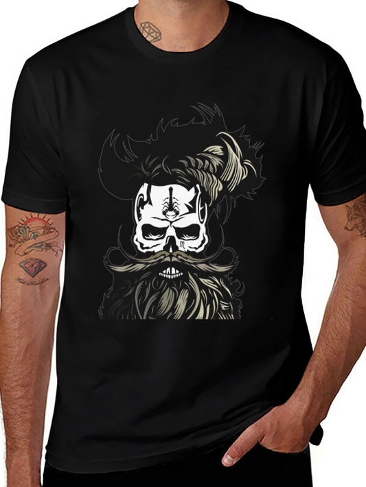 Skull with Beard Graphic T-Shirt - Unique Design