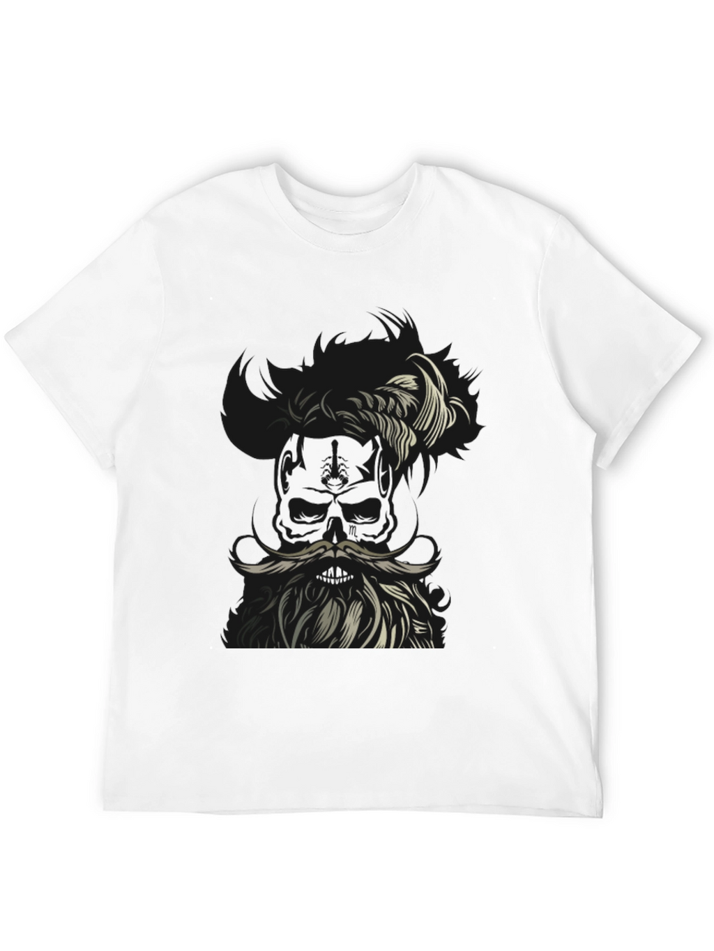 Skull with Beard Graphic T-Shirt - Unique Design