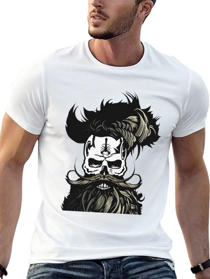 Skull with Beard Graphic T-Shirt - Unique Design
