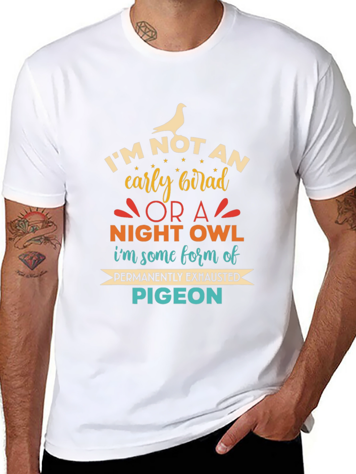 Funny Exhausted Pigeon Graphic T-Shirt