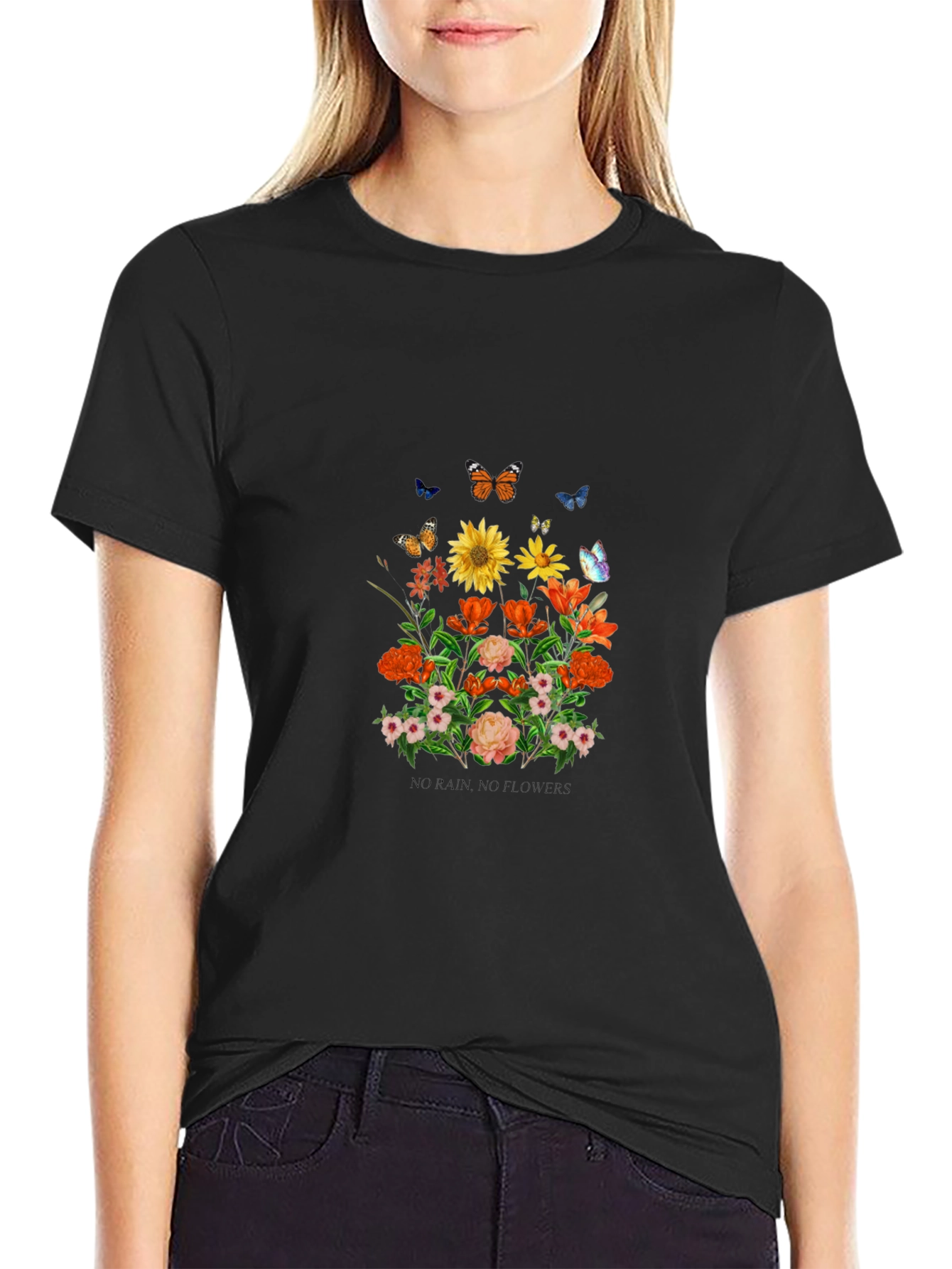 Floral & Butterfly Graphic Tee - Stylish Mens Shirt