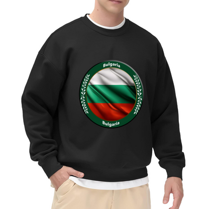 Show Your Bulgarian Pride: Cozy Crewneck Sweatshirt with Draped Flag, Olive Wreath and ""Bulgaria"" Text