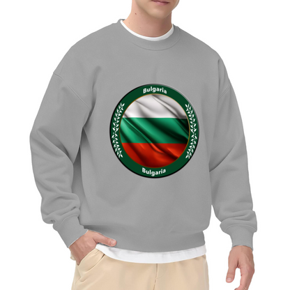 Show Your Bulgarian Pride: Cozy Crewneck Sweatshirt with Draped Flag, Olive Wreath and ""Bulgaria"" Text