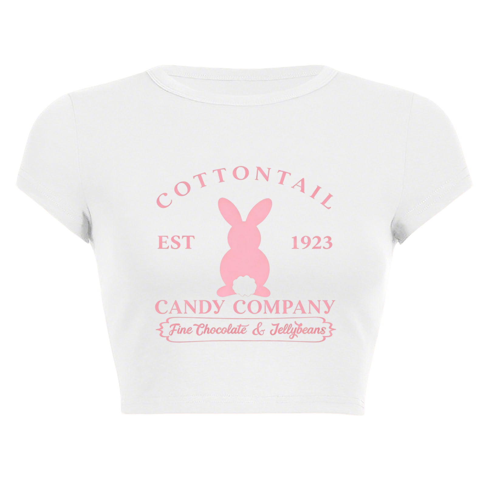 Cottontail Bunny 1923 Candy Co Vintage White Crop Tee ¨C Easter Coquette Top