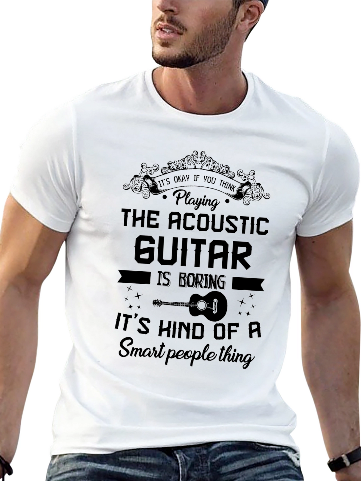Acoustic Guitar Smart People Black T-Shirt