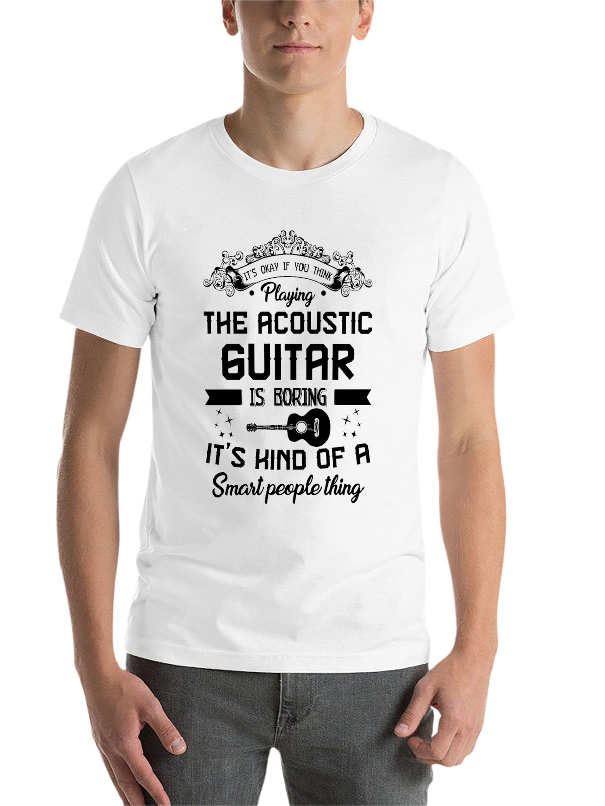 Acoustic Guitar Smart People Black T-Shirt