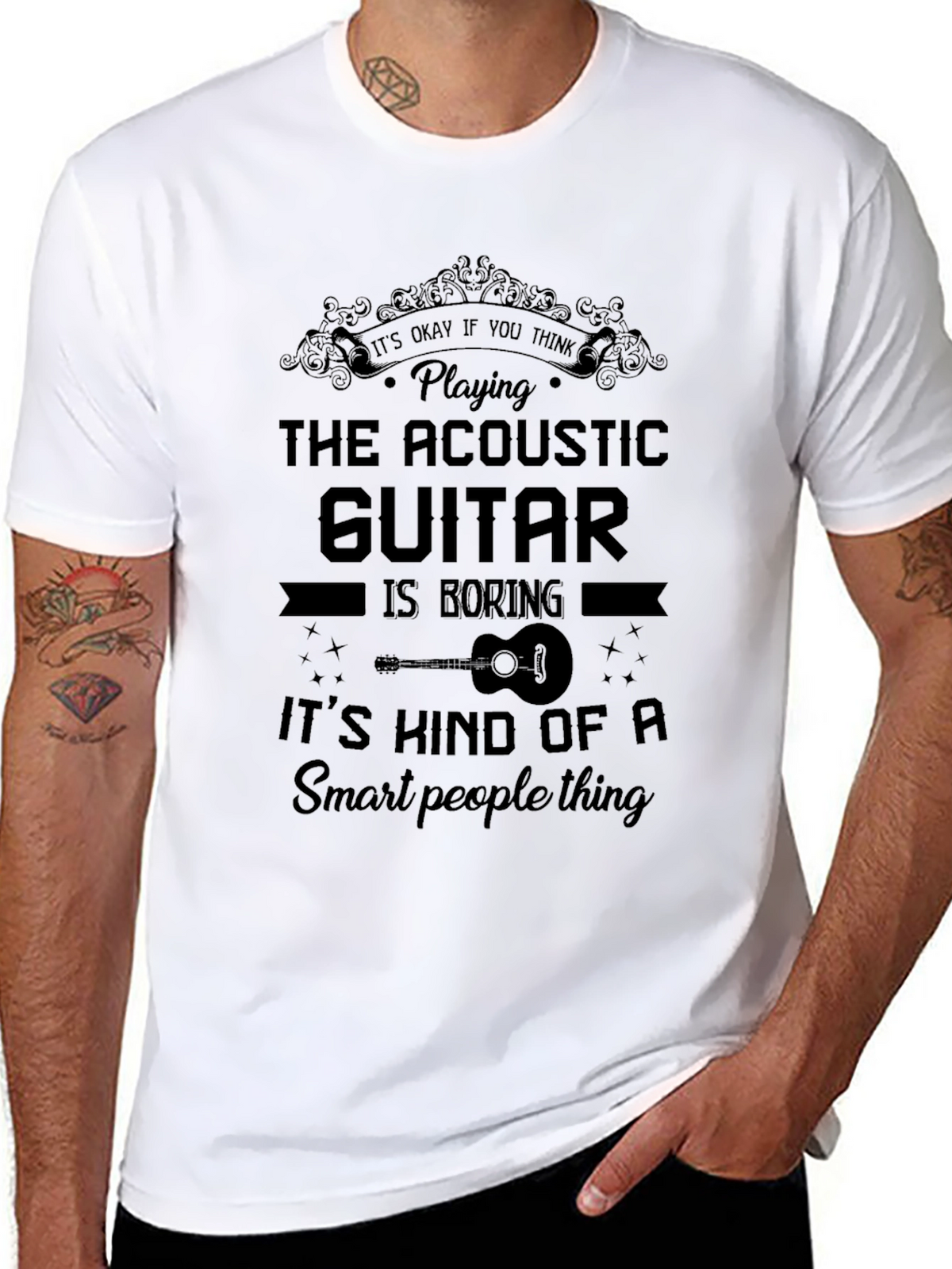 Acoustic Guitar Smart People Black T-Shirt