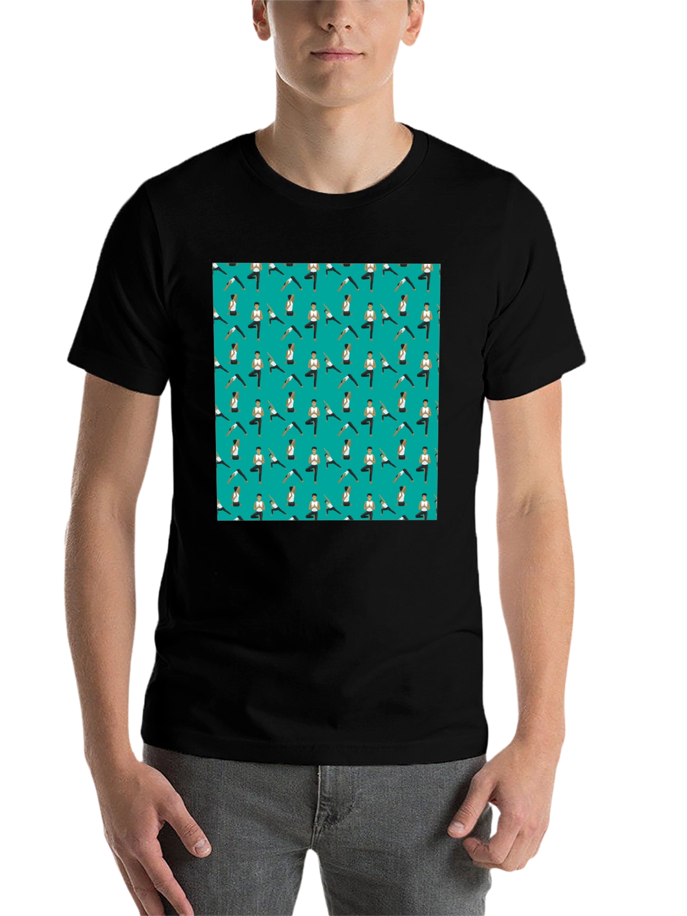 Yoga Pattern Mens Black T-Shirt