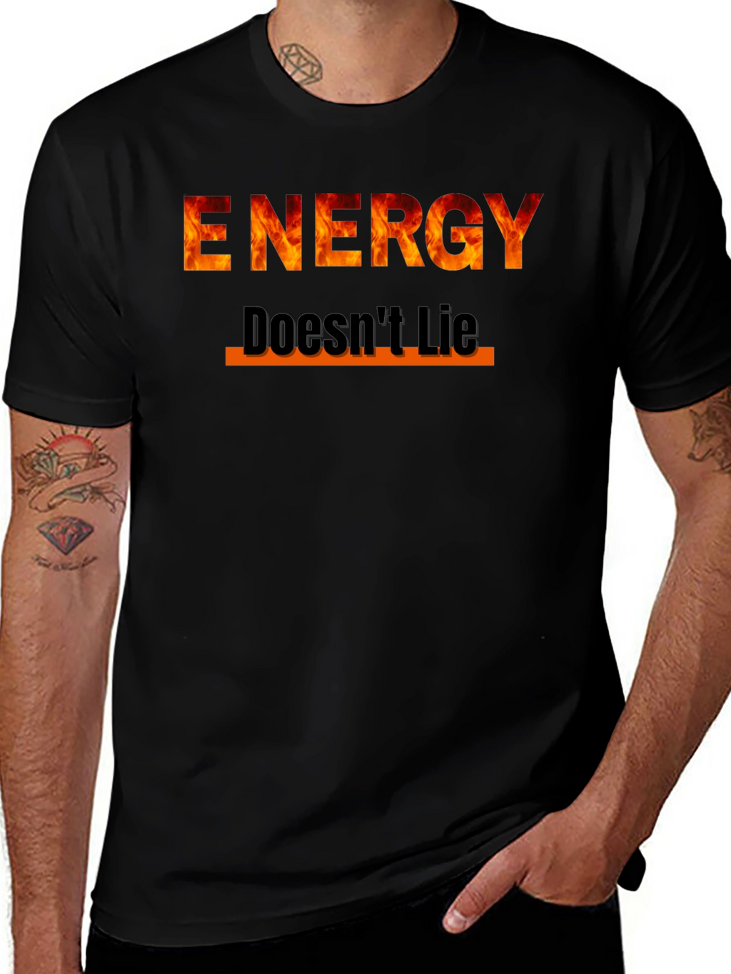 Energy Doesnt Lie Graphic Tee - Fire Design