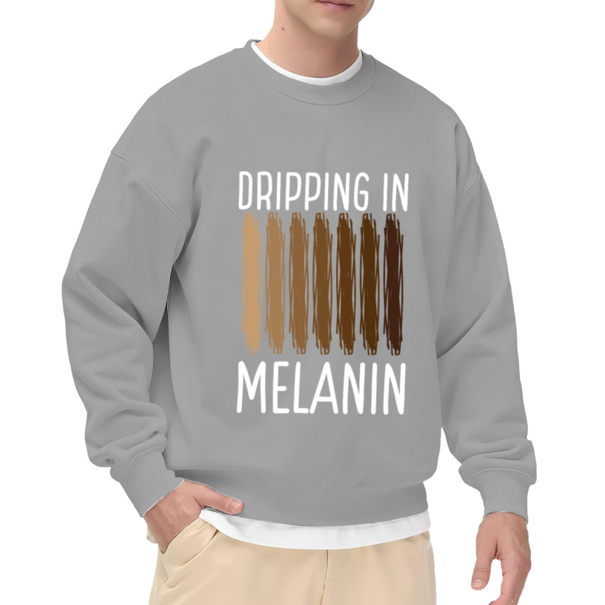 Dripping In Melanin Crewneck Sweatshirt | Proud Skin Tone Brush Stroke Pullover, Black History Month Graphic Top, Empowering Gift