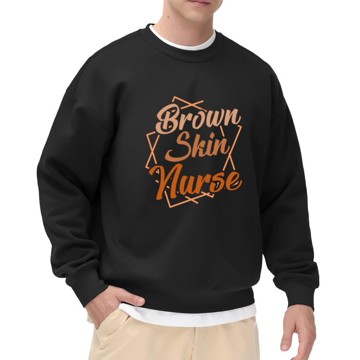 Brown Skin Nurse Diamond Frame Nursing Crewneck Sweatshirt | Diversity Healthcare Pride Pullover, Nurse Appreciation Gift