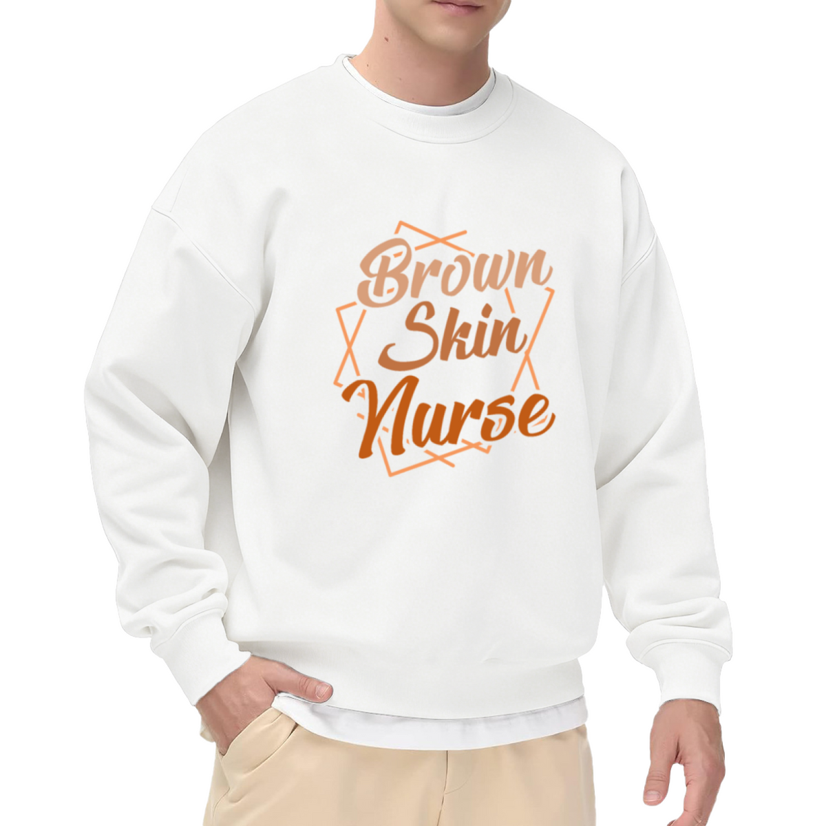 Brown Skin Nurse Diamond Frame Nursing Crewneck Sweatshirt | Diversity Healthcare Pride Pullover, Nurse Appreciation Gift