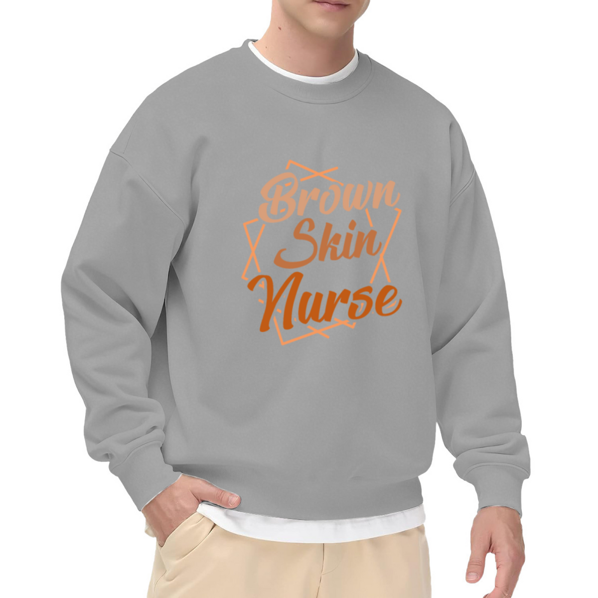 Brown Skin Nurse Diamond Frame Nursing Crewneck Sweatshirt | Diversity Healthcare Pride Pullover, Nurse Appreciation Gift