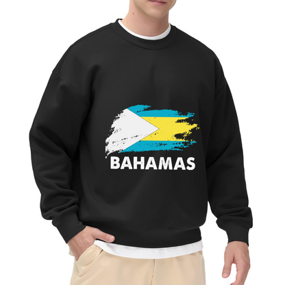 Bahamas Distressed Flag Graphic Crewneck Sweatshirt | Caribbean Tropical Travel Pullover, Vacation Gift