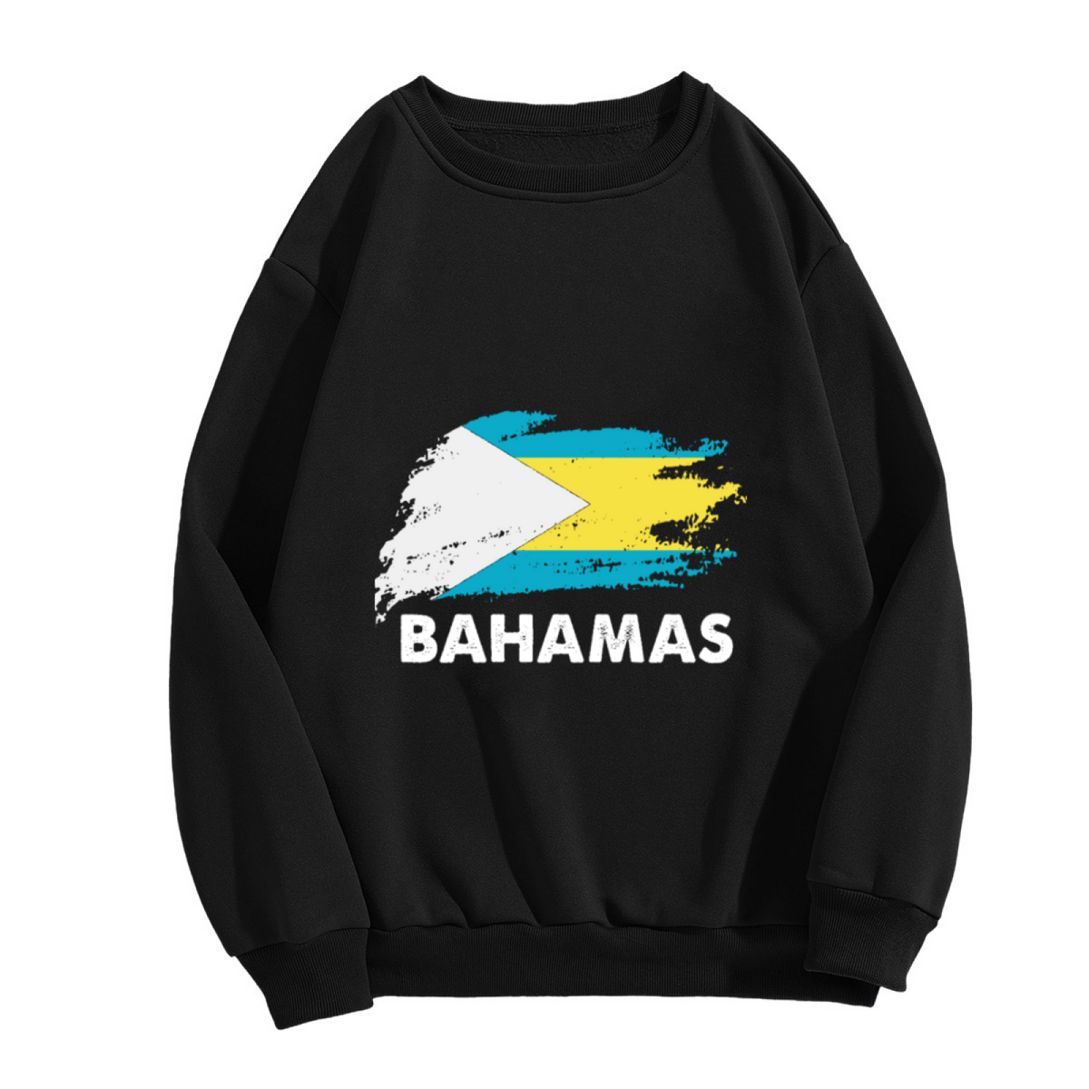 Bahamas Distressed Flag Graphic Crewneck Sweatshirt | Caribbean Tropical Travel Pullover, Vacation Gift