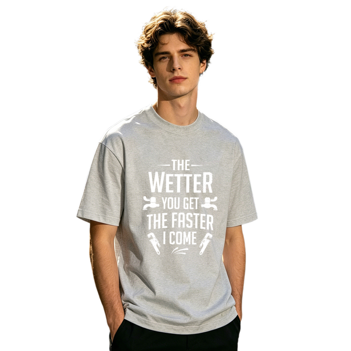 Men's Minimal Abstract Line Art Streetwear Graphic Crew Neck T-Shirt