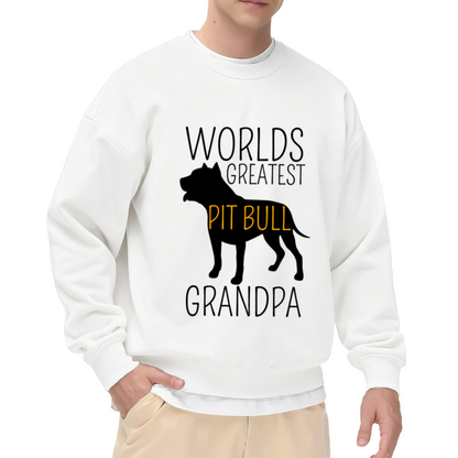 World's Greatest Pit Bull Grandpa Dog Silhouette Crewneck Sweatshirt | Pitbull Owner Pullover, Grandpa Gift