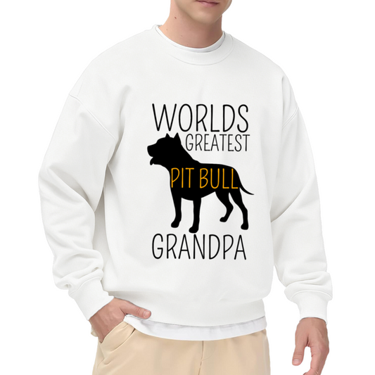 World's Greatest Pit Bull Grandpa Dog Silhouette Crewneck Sweatshirt | Pitbull Owner Pullover, Grandpa Gift